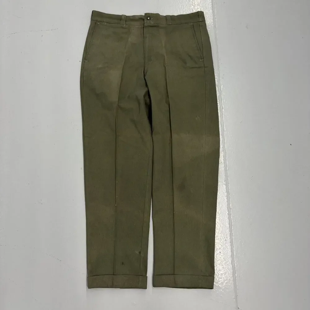 Vintage 60s Sears Green Sanforized Workwear Chinos 34x28